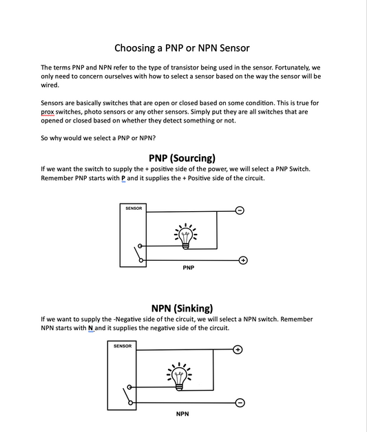 How to select a sensor PNP or NPN