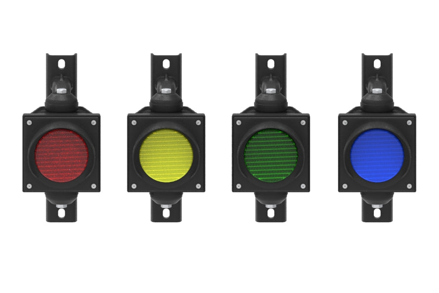 traffic lights red green yellow and blue