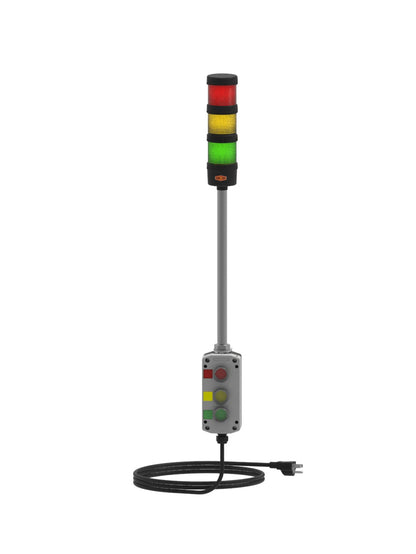 Stack-Light.com Andon station 3 / Push Button Switch / Red Light Flashes / Buzzes When Light is Red Andon Station - Manually Operated - SBSL60 Copy